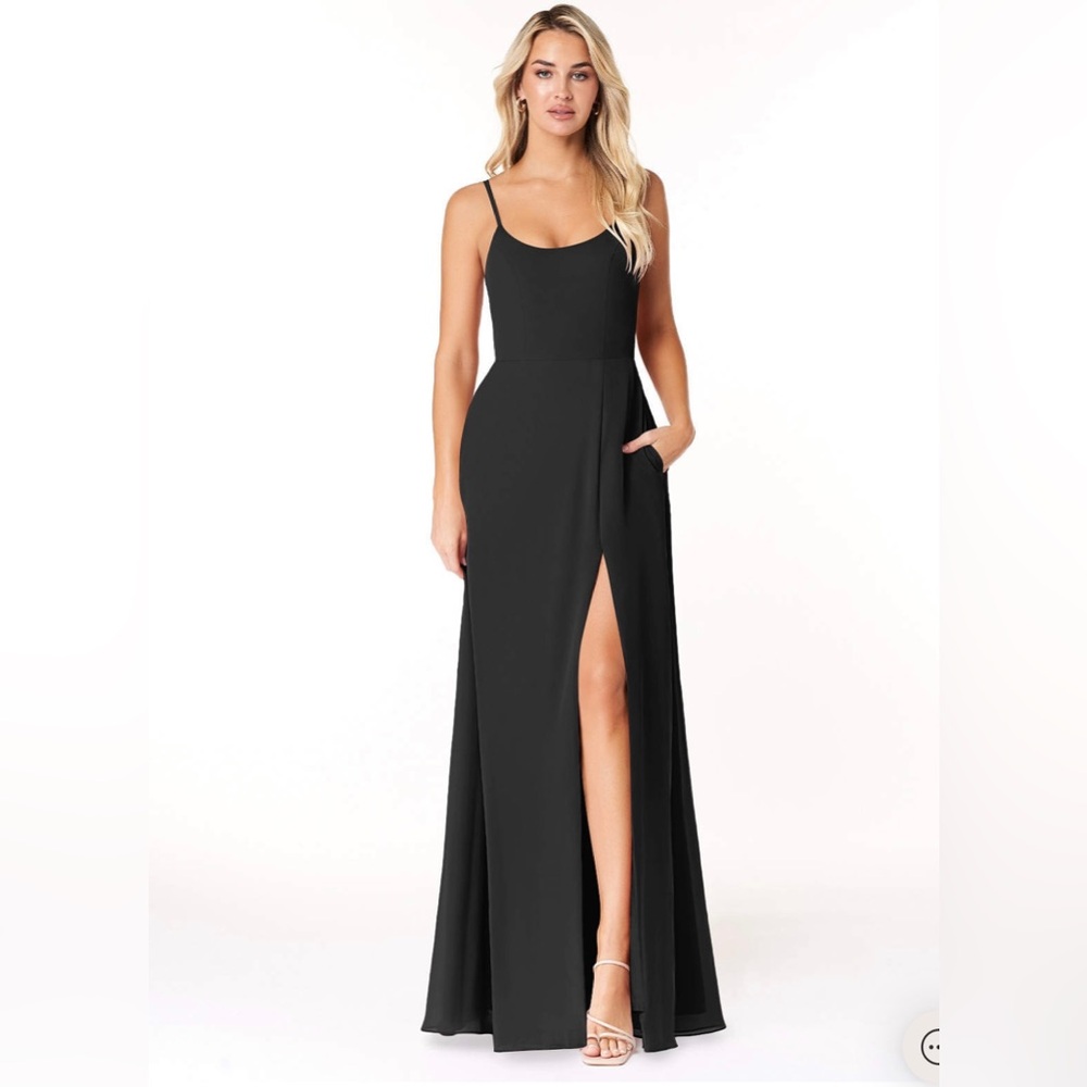 AZAZIE MOIRA -Black Chiffon Bridesmaids Dress